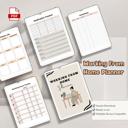 Work From Home Planner | Remote Work Productivity System | Daily Task & Focus Planner | Home Office Organizer PDF