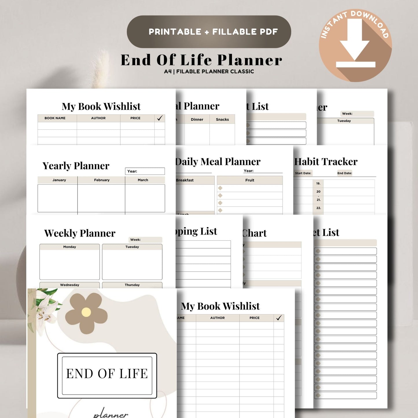 End of Life Planner Printable | Estate Planning Organizer | Important Information Binder | Final Wishes Planner PDF