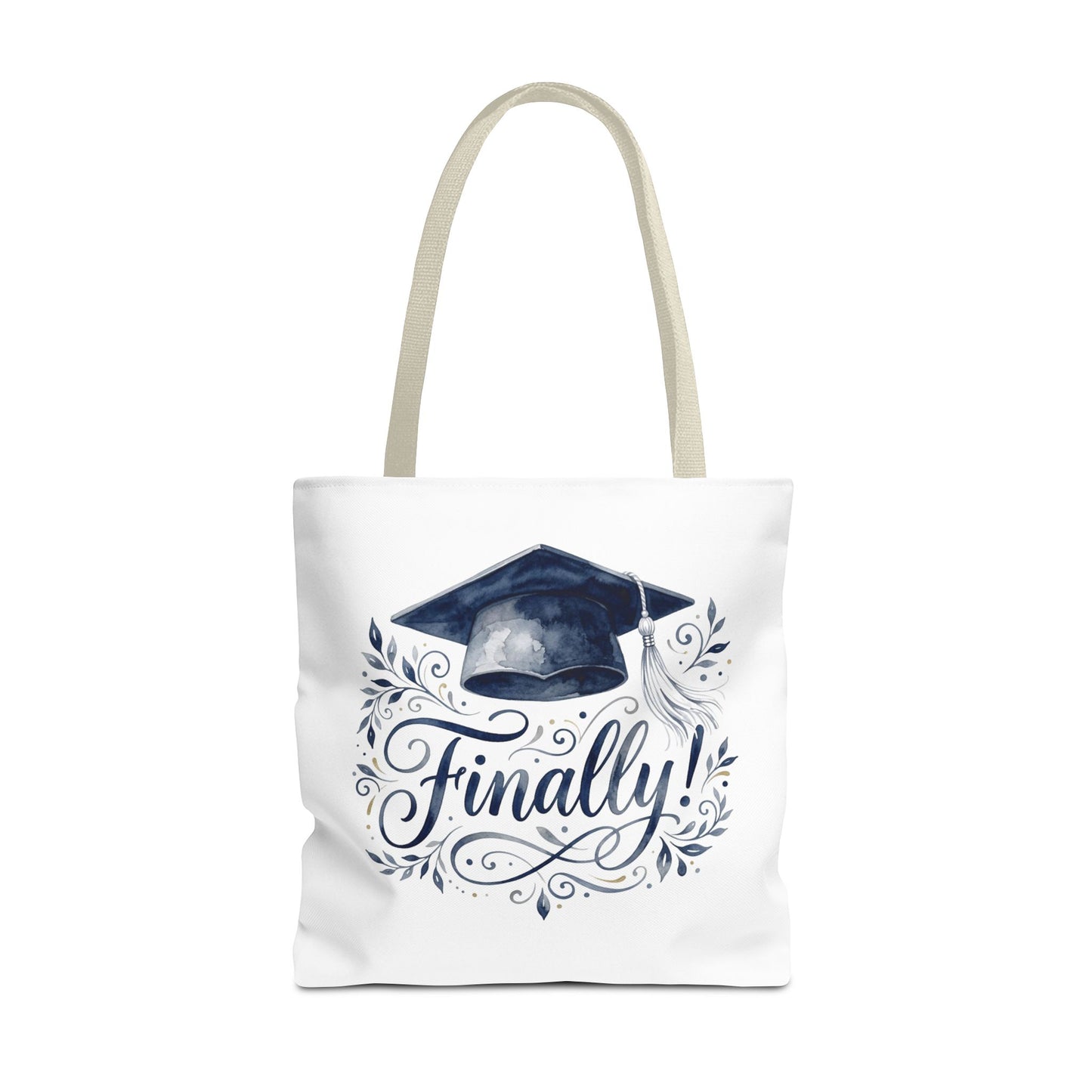 Graduation Tote Bag - "Finally!" Cap & Dove Graduation Gift Tote