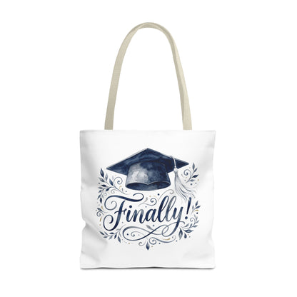 Graduation Tote Bag - "Finally!" Cap & Dove Graduation Gift Tote