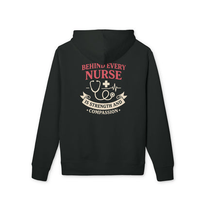 Nurse Hoodie – "Behind Every Nurse Is Strength and Compassion" Pullover