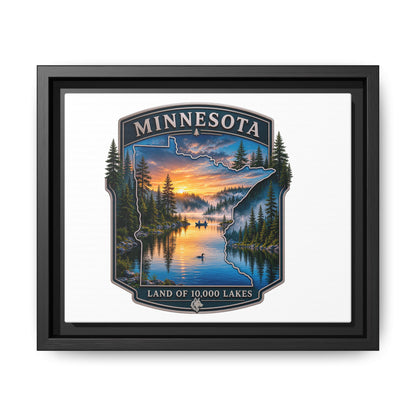Minnesota Lakes Matte Canvas Print (Framed) — 'Land of 10,000 Lakes' Scenic Wall Art