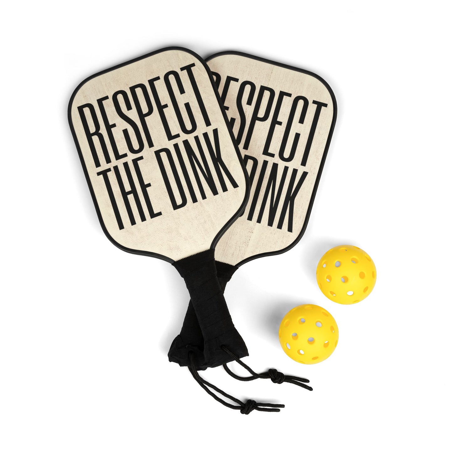 Respect The Dink Pickleball Paddle Set — Funny Pickleball Kit with 2 Paddles & Balls