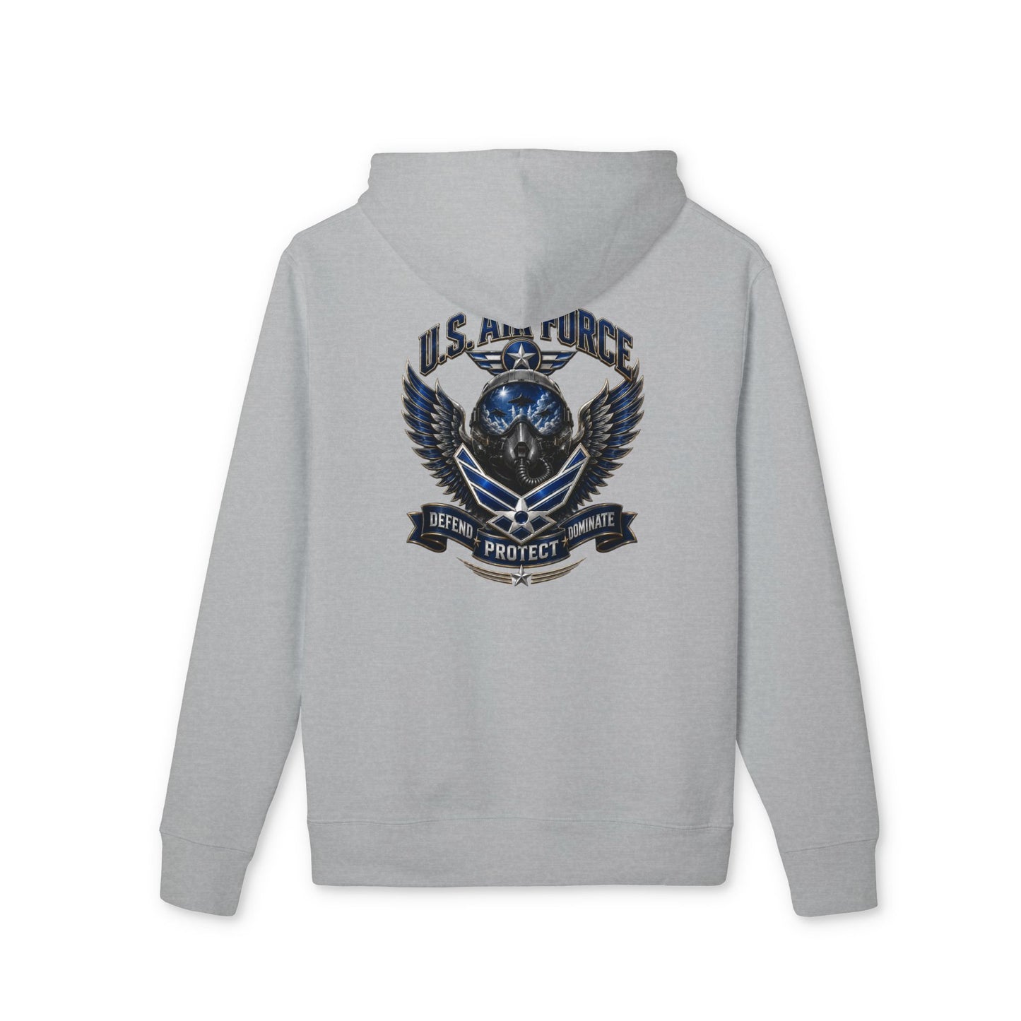 U.S. Air Force Crest Hoodie — "Defend, Protect, Serve" Military Emblem Pullover