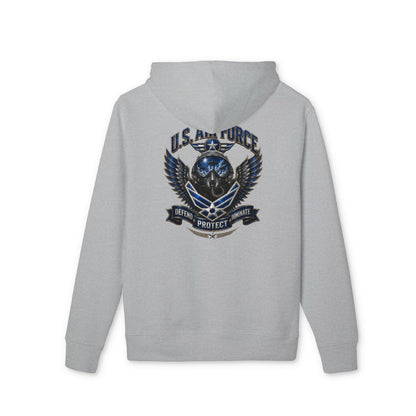 U.S. Air Force Crest Hoodie — "Defend, Protect, Serve" Military Emblem Pullover