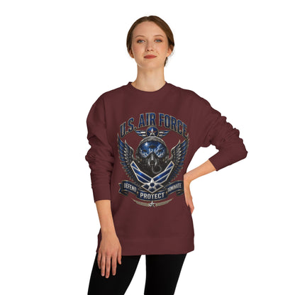 U.S. Air Force Skull Crewneck Sweatshirt — Defend Protect Dominate Tactical Pullover