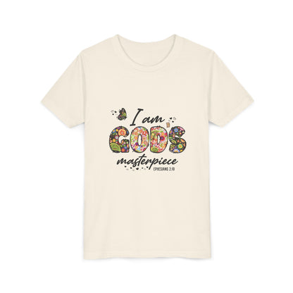 I Am God’s Masterpiece Youth Tee — Floral Christian Inspirational Shirt