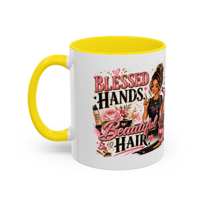 Blessed Hands Beautiful Hair Coffee Mug — Stylist Barber Hairdresser Gift
