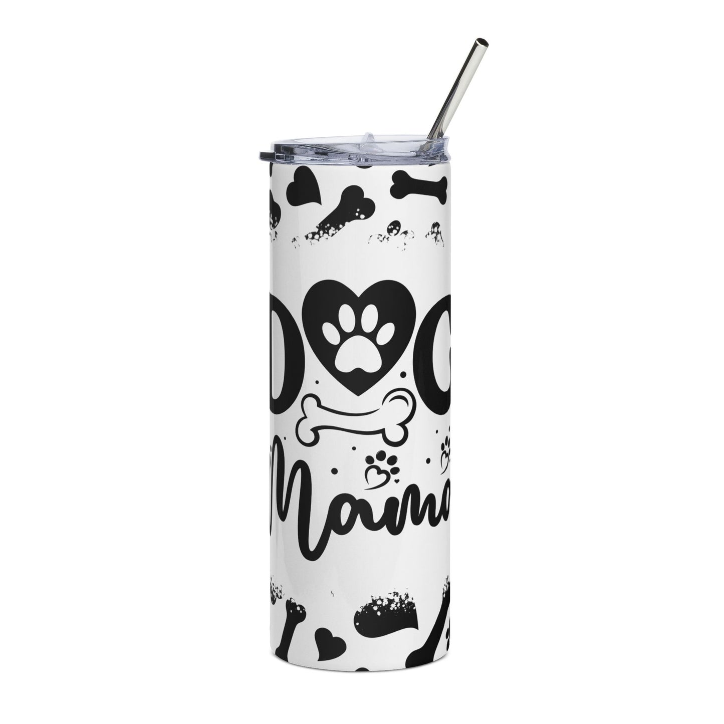 Dog Mom 20oz Stainless Steel Tumbler – Paw Print & Bones Travel Cup