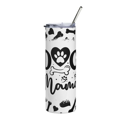 Dog Mom 20oz Stainless Steel Tumbler – Paw Print & Bones Travel Cup