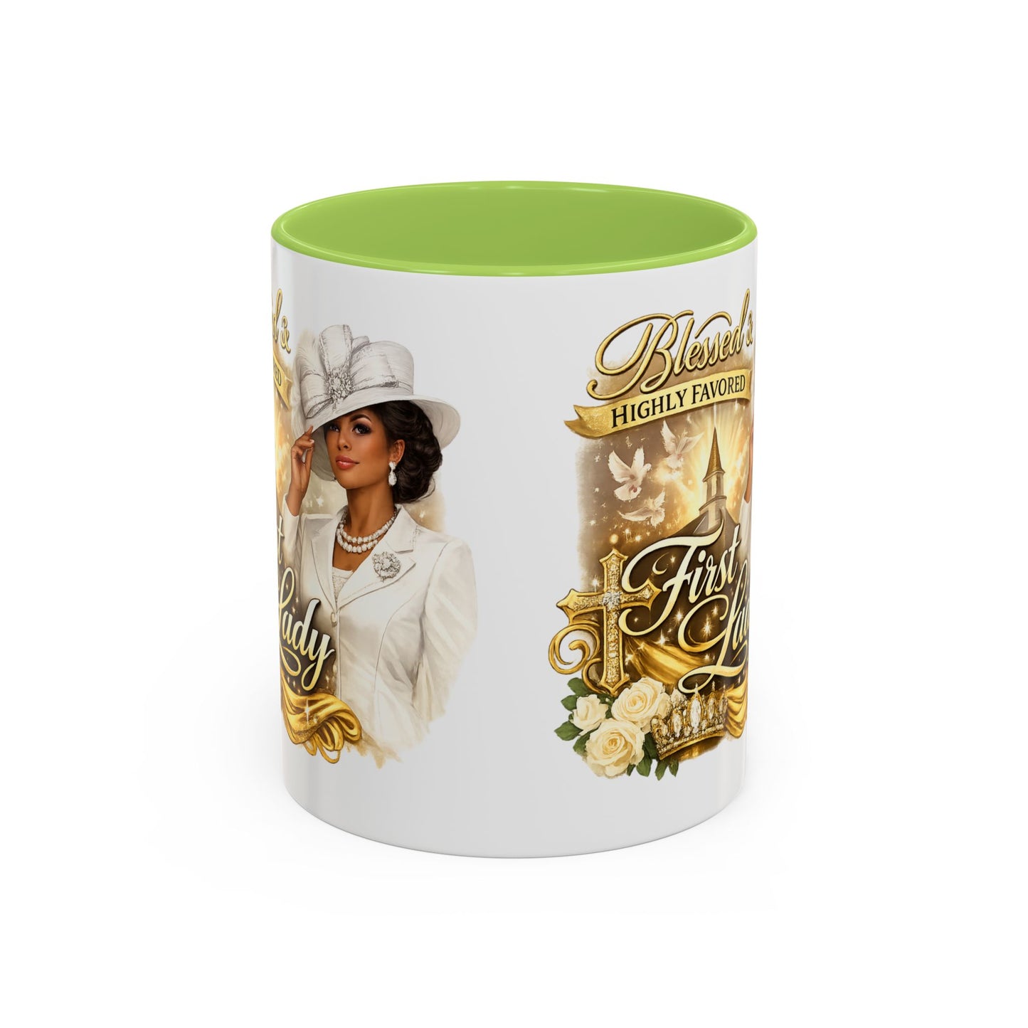 First Lady Inspirational Coffee Mug — "Blessed & Highly Favored" Accent Ceramic Mug