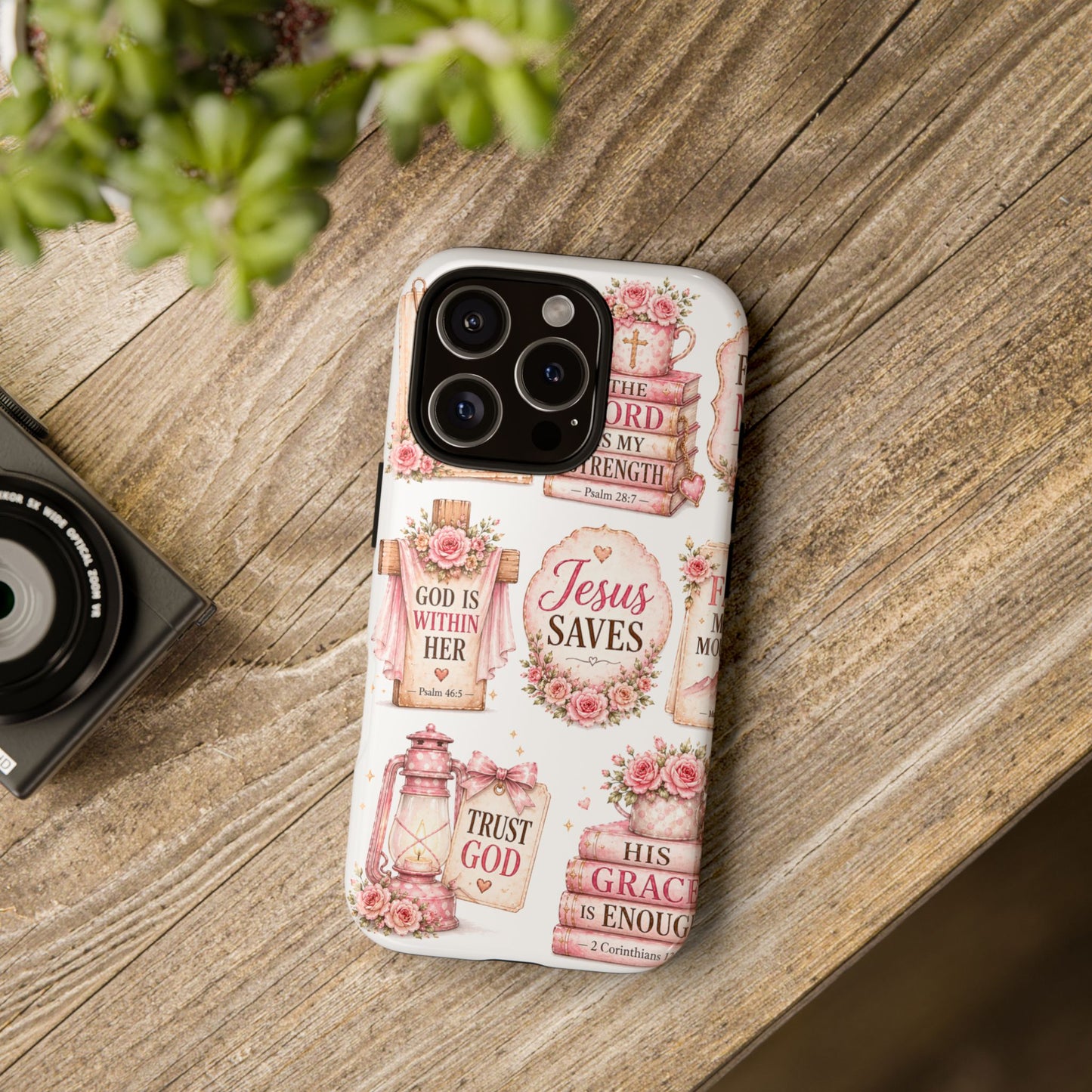 Faith Phone Case — 'Jesus Saves' Floral Christian Scripture iPhone Case