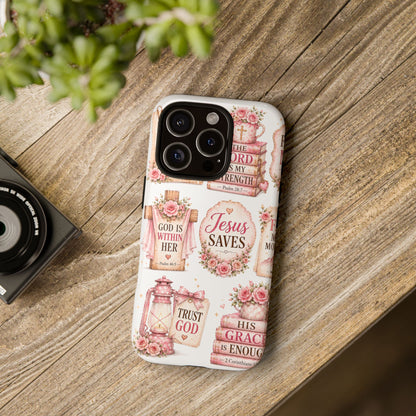 Faith Phone Case — 'Jesus Saves' Floral Christian Scripture iPhone Case