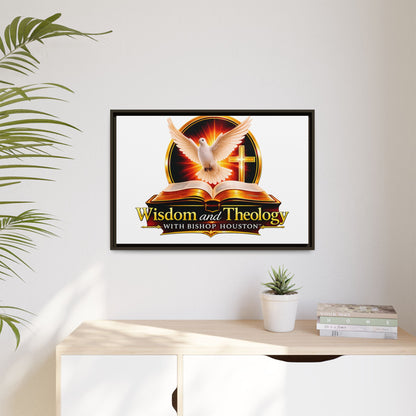 Framed Canvas Print — "Wisdom and Theology" Dove & Bible Wall Art
