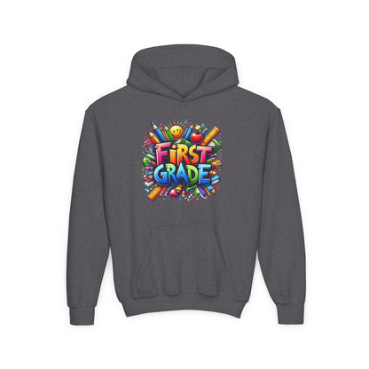 First Grade Kids Hoodie – Colorful Back-to-School Sweatshirt