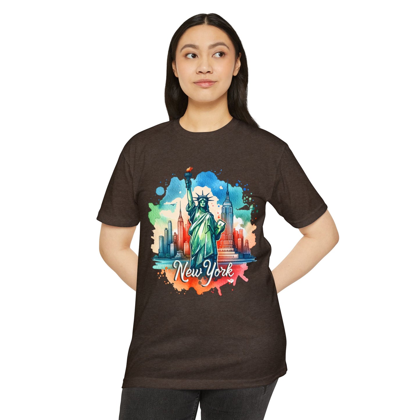 New York Watercolor Statue of Liberty T-Shirt