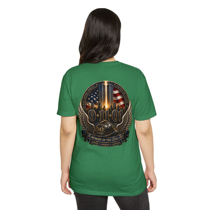 9/11 Memorial T-Shirt — In Memory of the Lives Lost Patriotic Firefighter Tribute