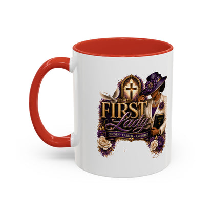 First Lady Church Coffee Mug — Elegant Purple Hat Gospel Tea Cup (11/15oz)