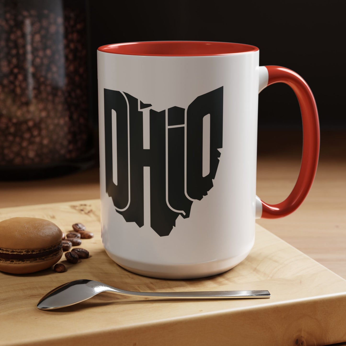 Ohio State Outline Accent Coffee Mug – Black Handle & Interior