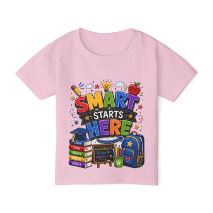 Toddler T-Shirt - "Smart Starts Here" Back-to-School Schoolhouse Design