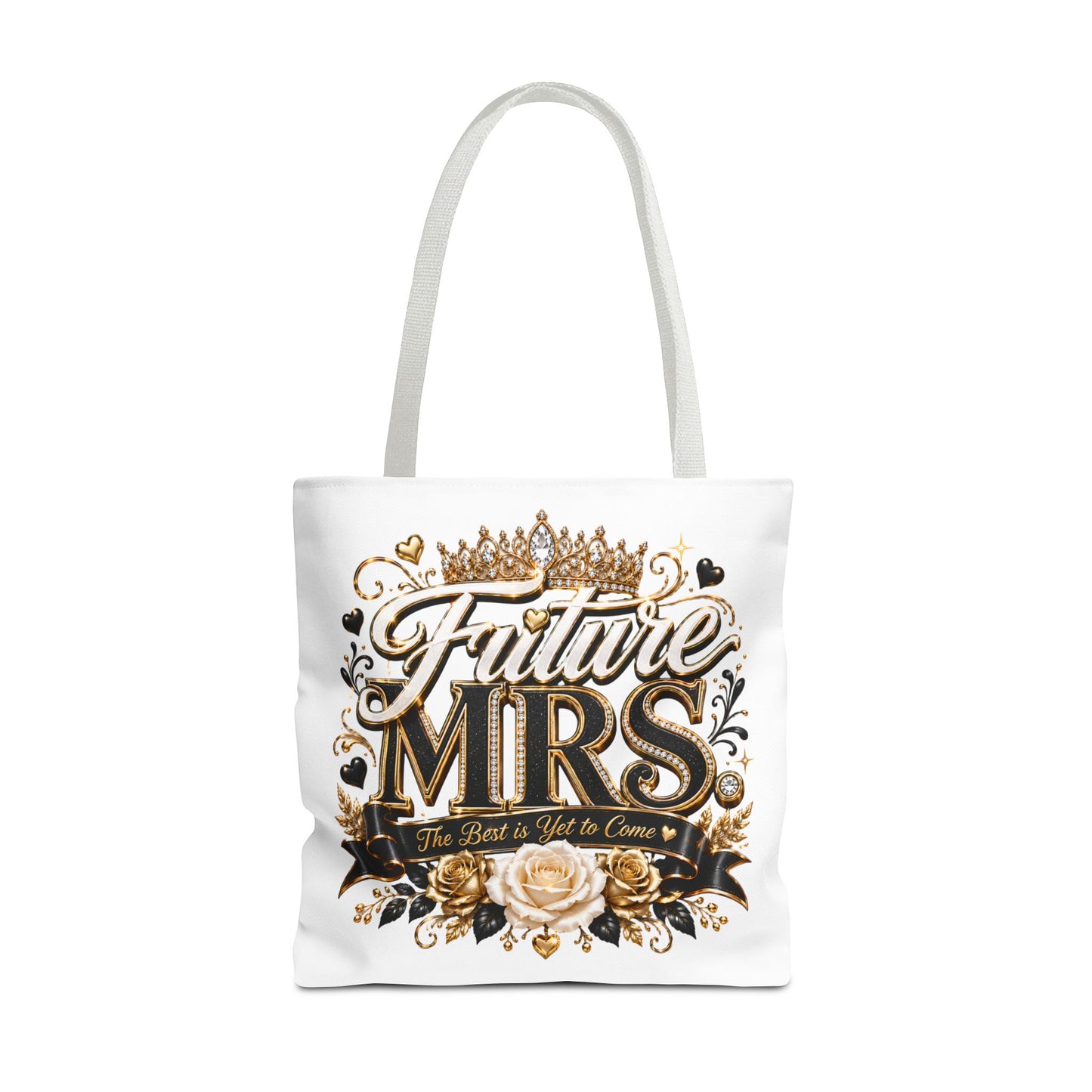 Future Mrs. Tote Bag — Bridal Bachelorette Gift Bag with Gold Crown Design