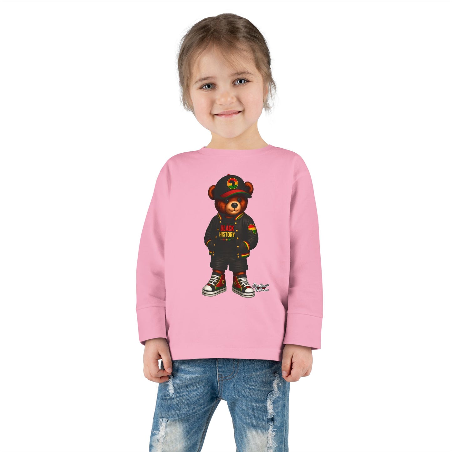 Cool Teddy Bear Toddler Long Sleeve Tee — Urban Streetwear Kids Shirt