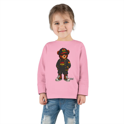 Cool Teddy Bear Toddler Long Sleeve Tee — Urban Streetwear Kids Shirt