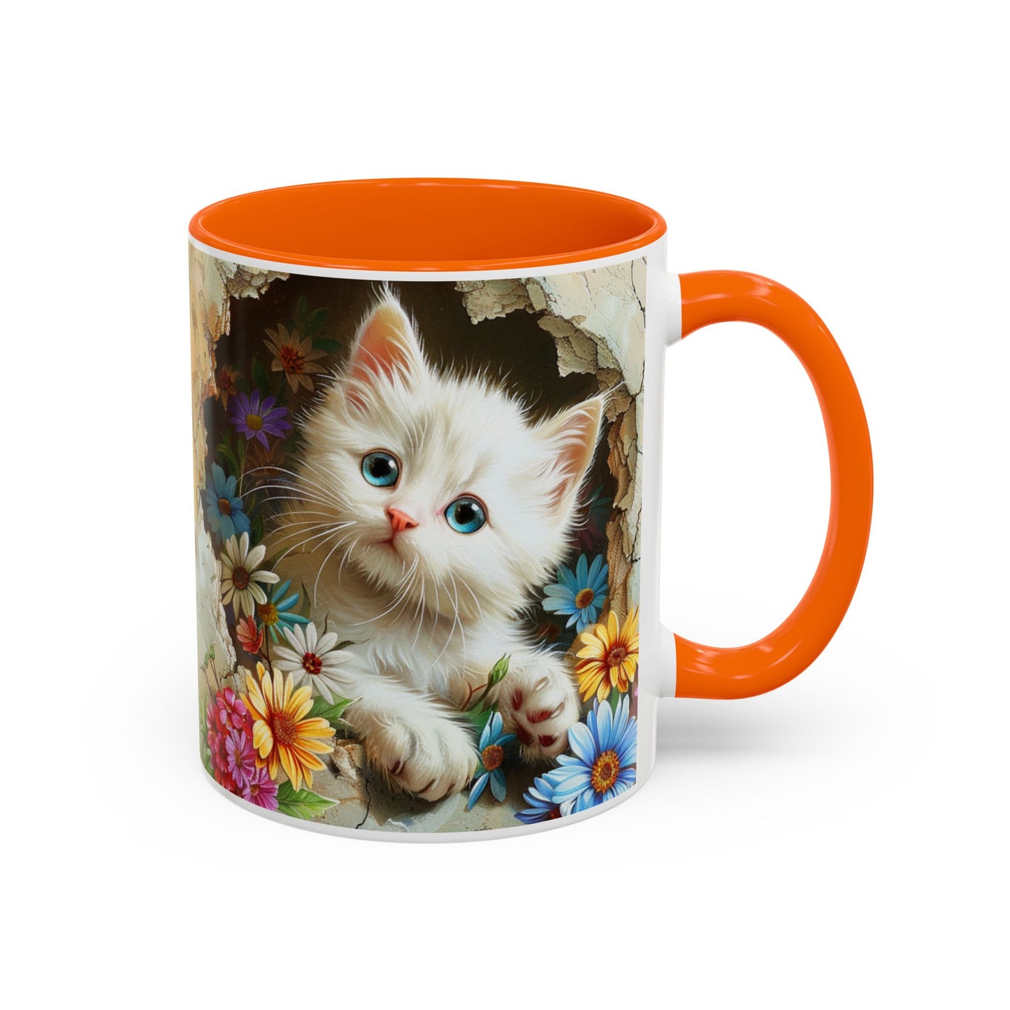 Cute Kitten Floral Accent Coffee Mug (11/15oz)