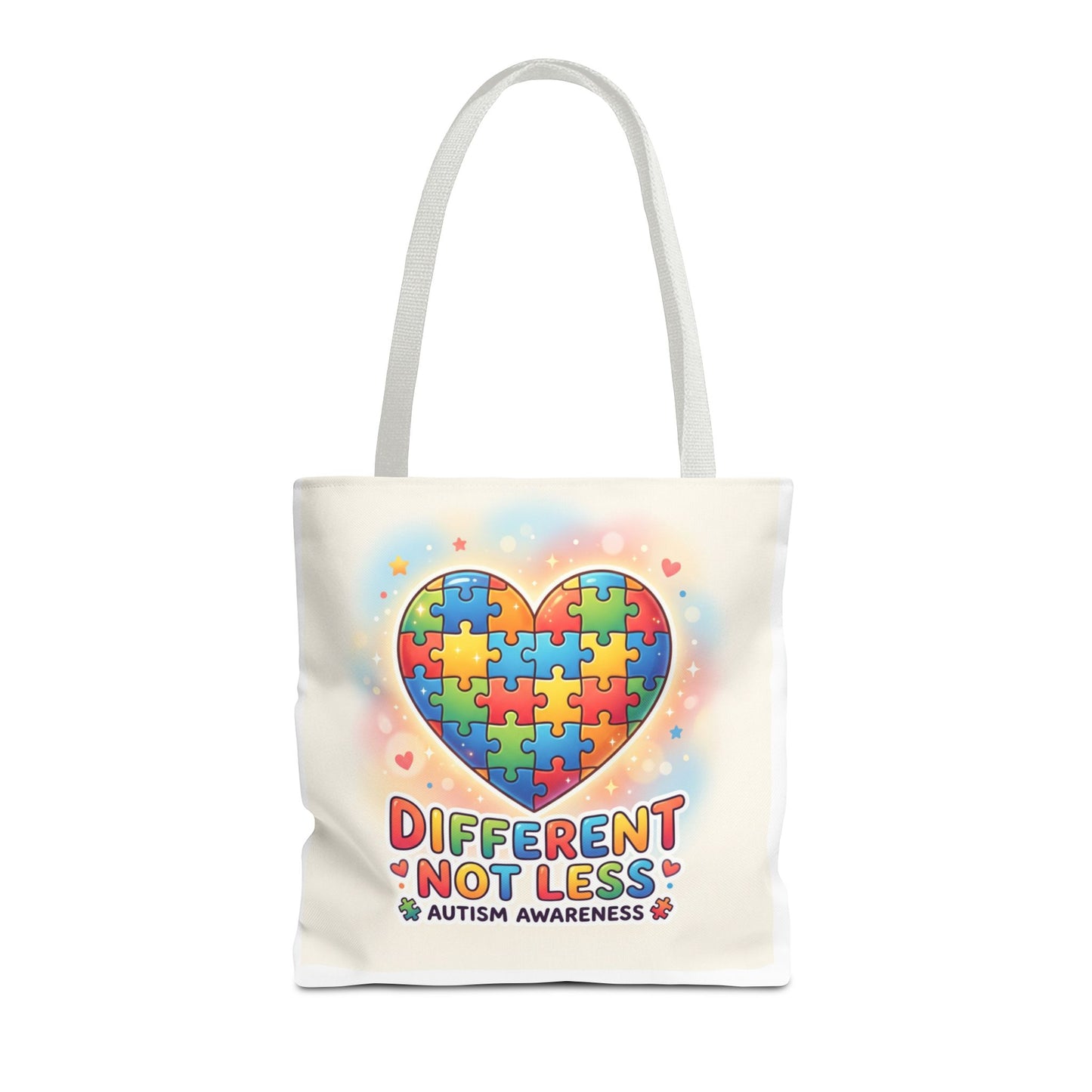 Autism Awareness Tote Bag — "Different Not Less" Puzzle Heart Design
