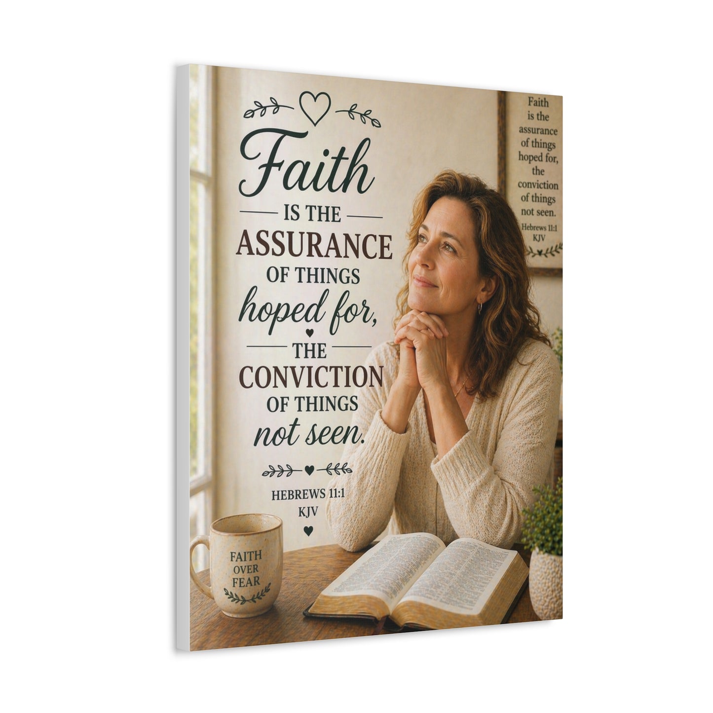 Faith Canvas Wall Art — Hebrews 11:1 Inspirational Scripture Stretched Canvas