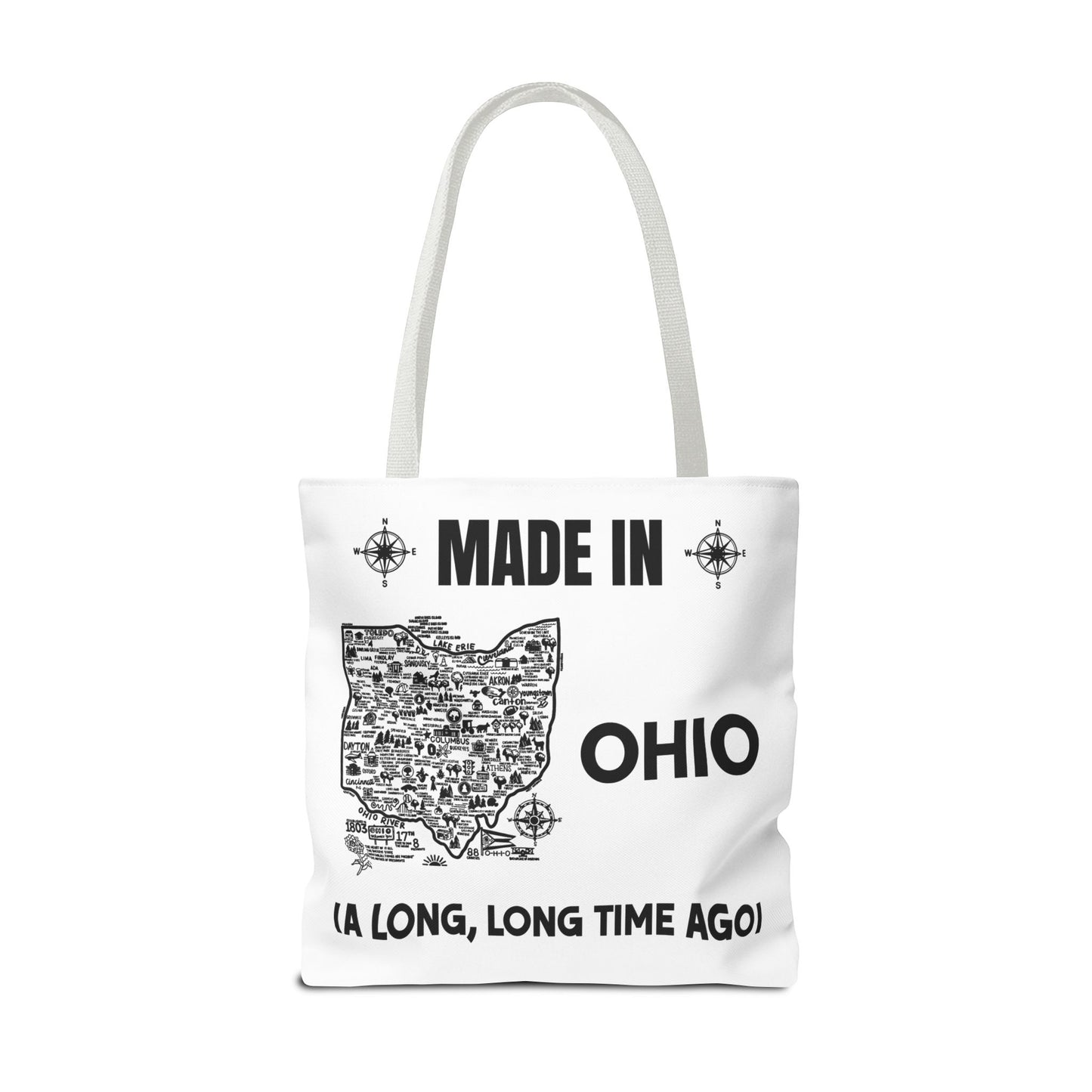 Made in Ohio Tote Bag — Vintage Map Design "A Long, Long Time Ago"
