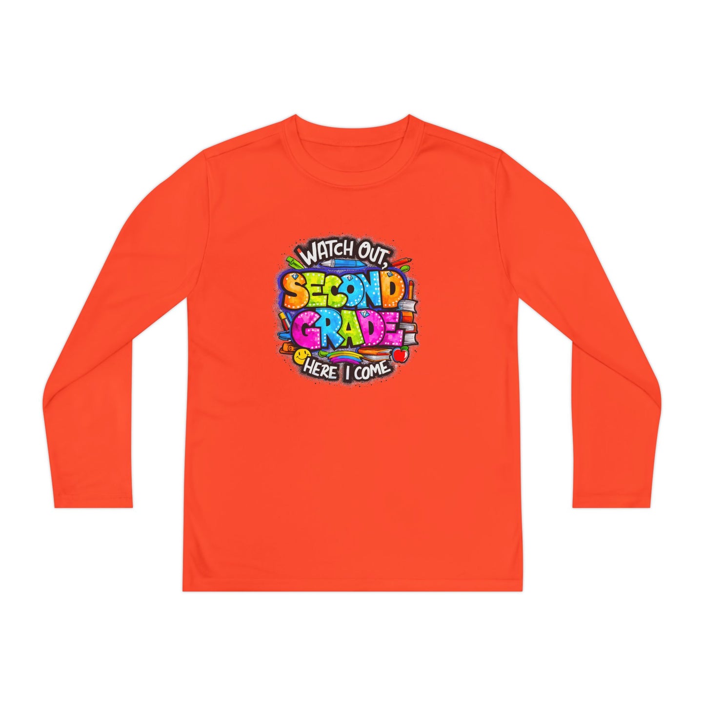 Second Grade Long Sleeve Tee — "Watch Out Second Grade Here I Come" Youth Shirt