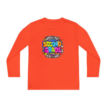Second Grade Long Sleeve Tee — "Watch Out Second Grade Here I Come" Youth Shirt