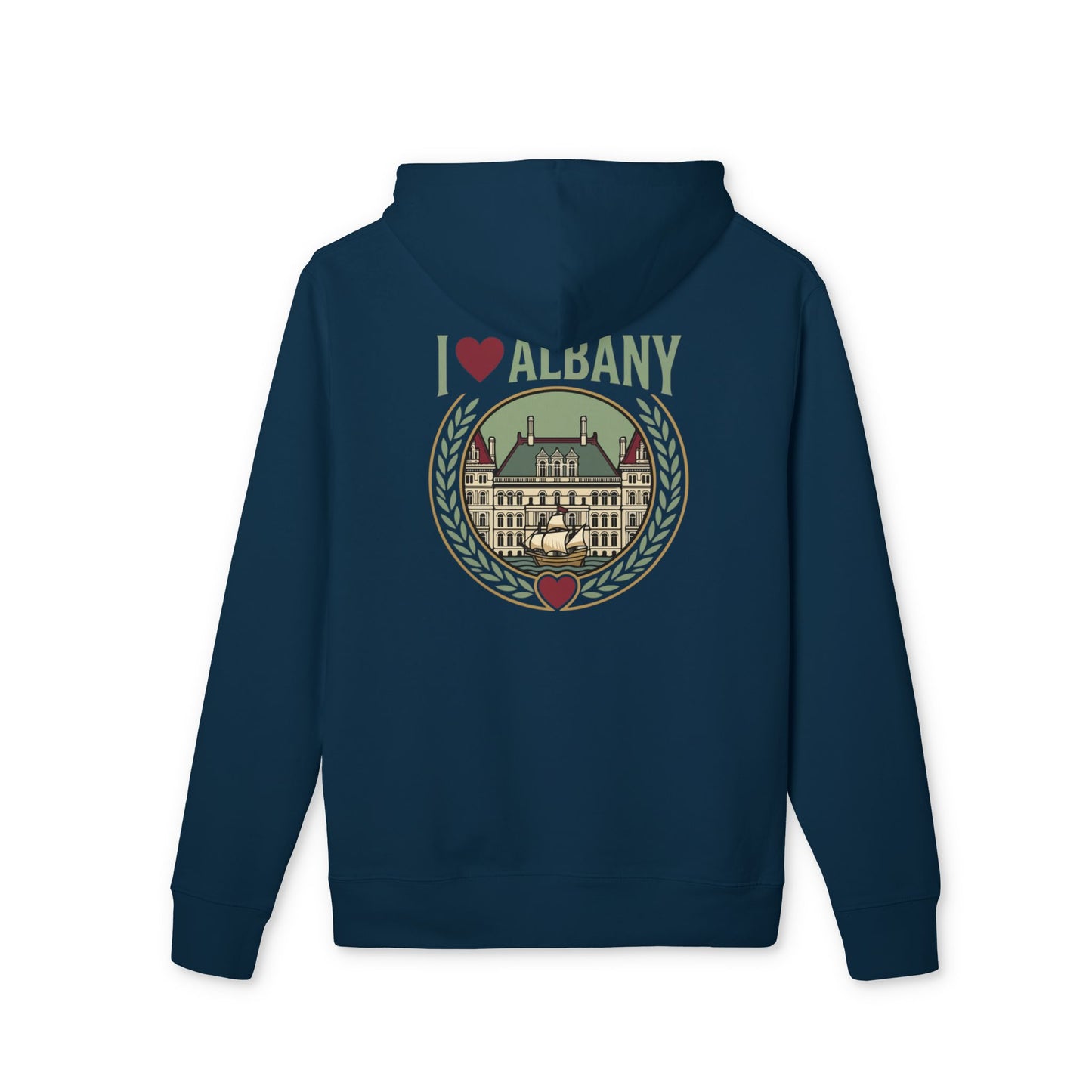 I Heart Albany Hoodie — Vintage Cityscape Pullover