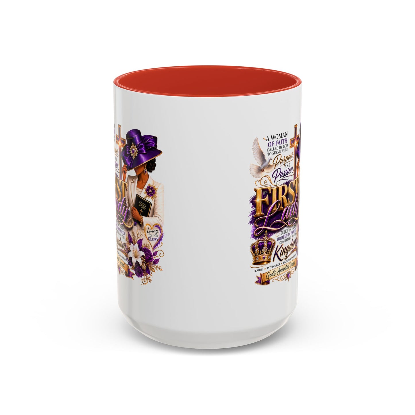 First Lady of Faith Accent Coffee Mug — Inspirational Christian Gift (11/15oz)