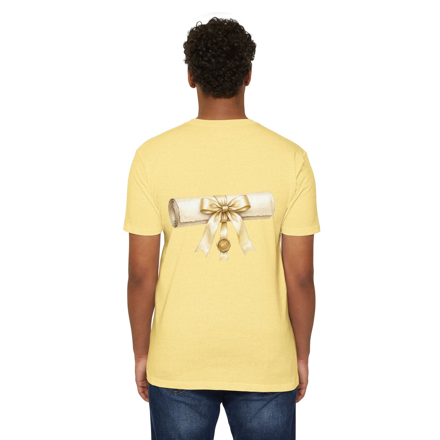 Graduation Scroll T-Shirt — Gold Ribbon Diploma Tee