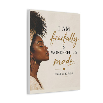 Canvas Wall Art — "I Am Fearfully & Wonderfully Made" Psalm 139:14 Inspirational Portrait