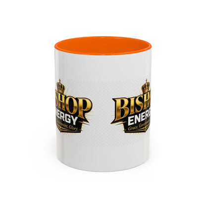 Bishop Energy Coffee Mug — Gold Crown Logo Accent Ceramic Mug (11/15oz)