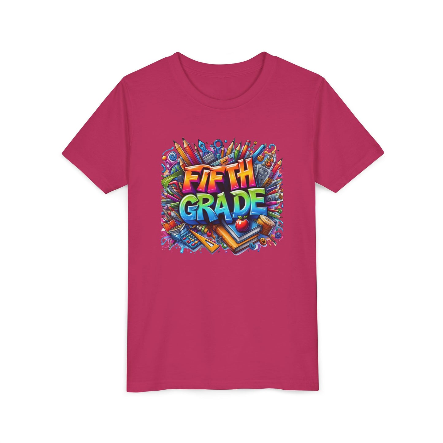 Fifth Grade Kid's Tee - Colorful School Supplies Back to School T-Shirt