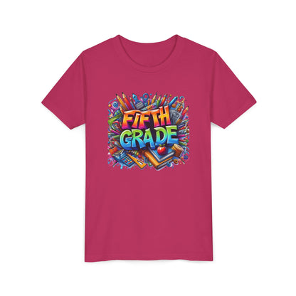 Fifth Grade Kid's Tee - Colorful School Supplies Back to School T-Shirt