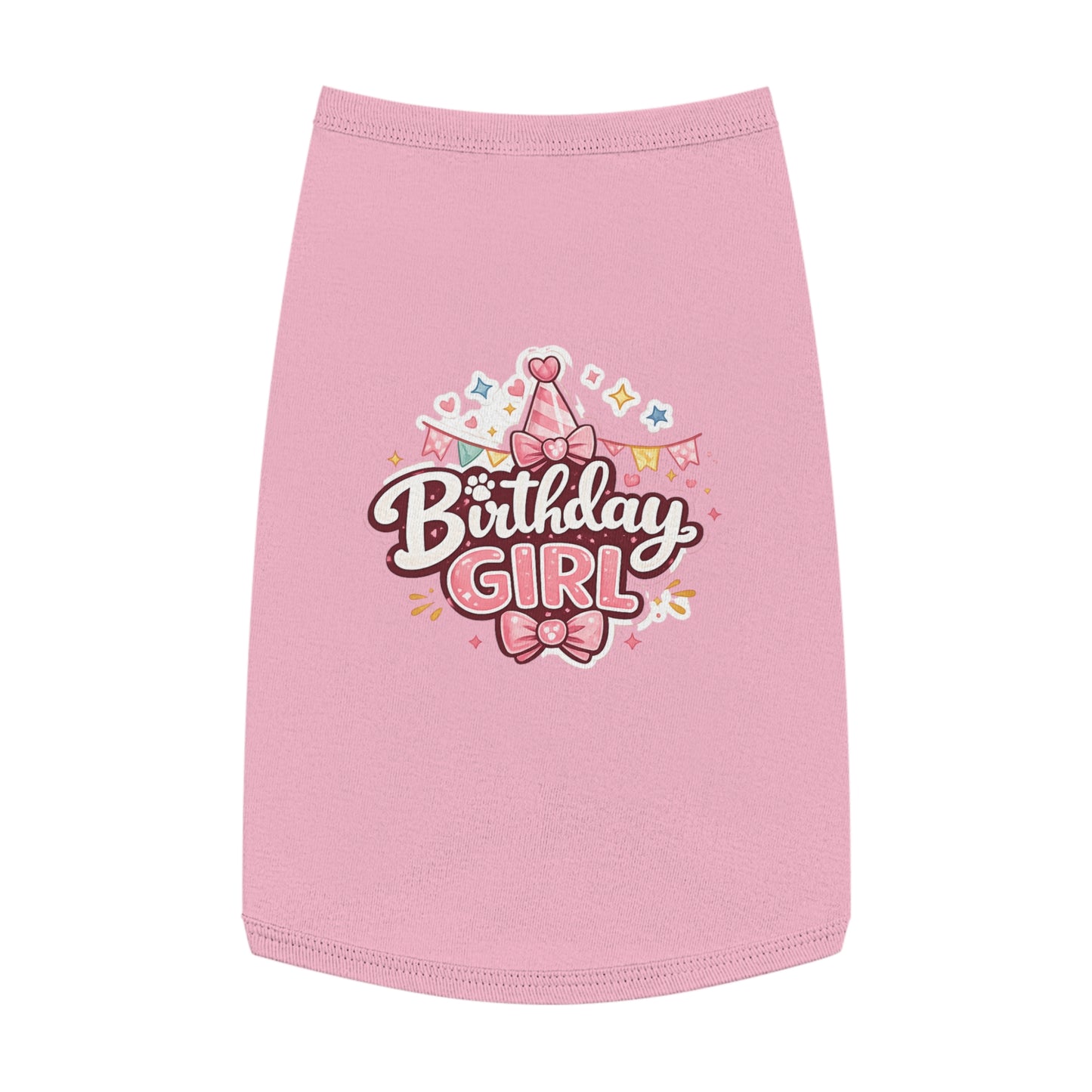 Birthday Girl Pet Tank Top - Pink Party Hat Dog/Cat Tee