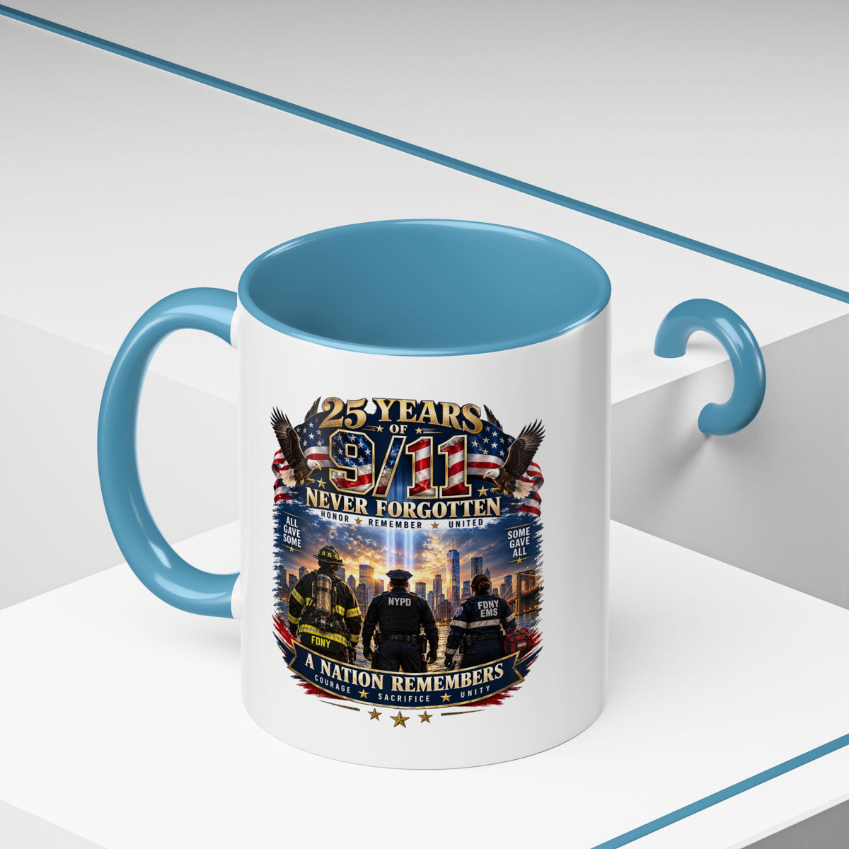 11oz/15oz Coffee Mug — 25 Years of 9/11 Never Forgotten Memorial Design