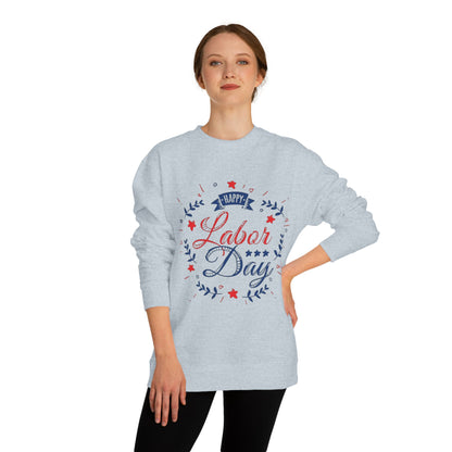 Happy Labor Day Crewneck Sweatshirt — Patriotic Red & Blue Holiday Pullover