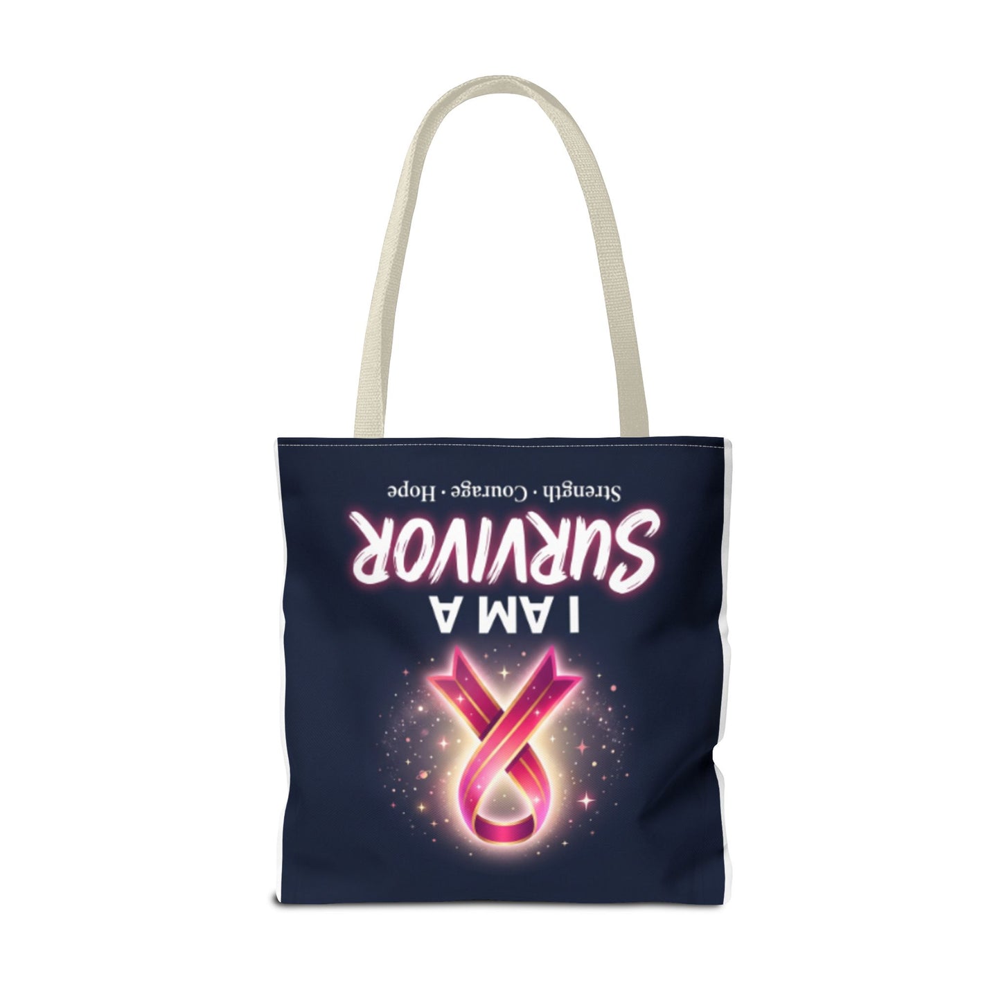 Survivor Ribbon Tote Bag — "I Am A Survivor" Breast Cancer Awareness Tote