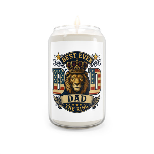 Best Ever Dad Scented Soy Candle — "Dad The King" 13.75oz (Father's Day Gift)