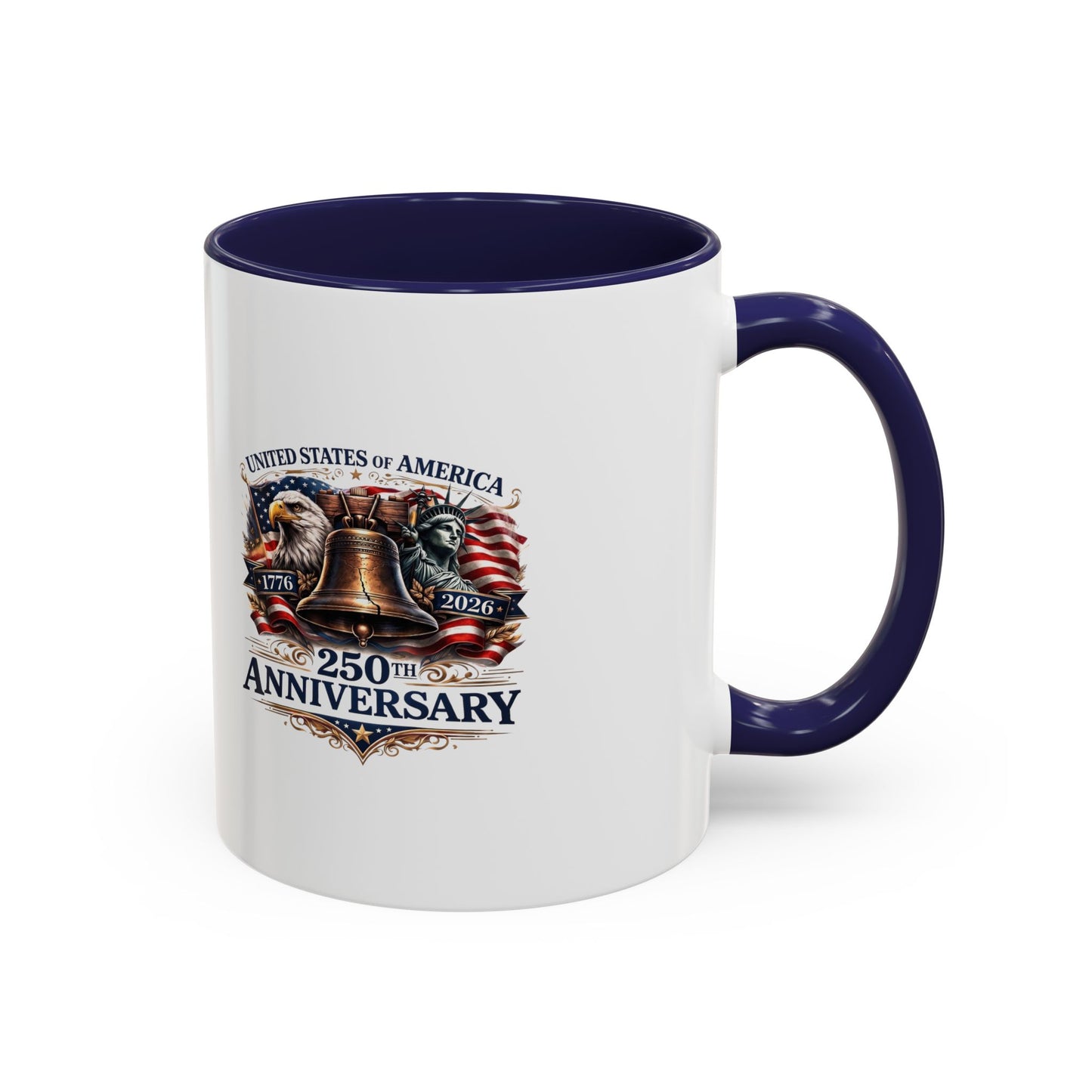 250th Anniversary Accent Coffee Mug — Patriotic United States Bell & Eagle Design (11/15 oz)