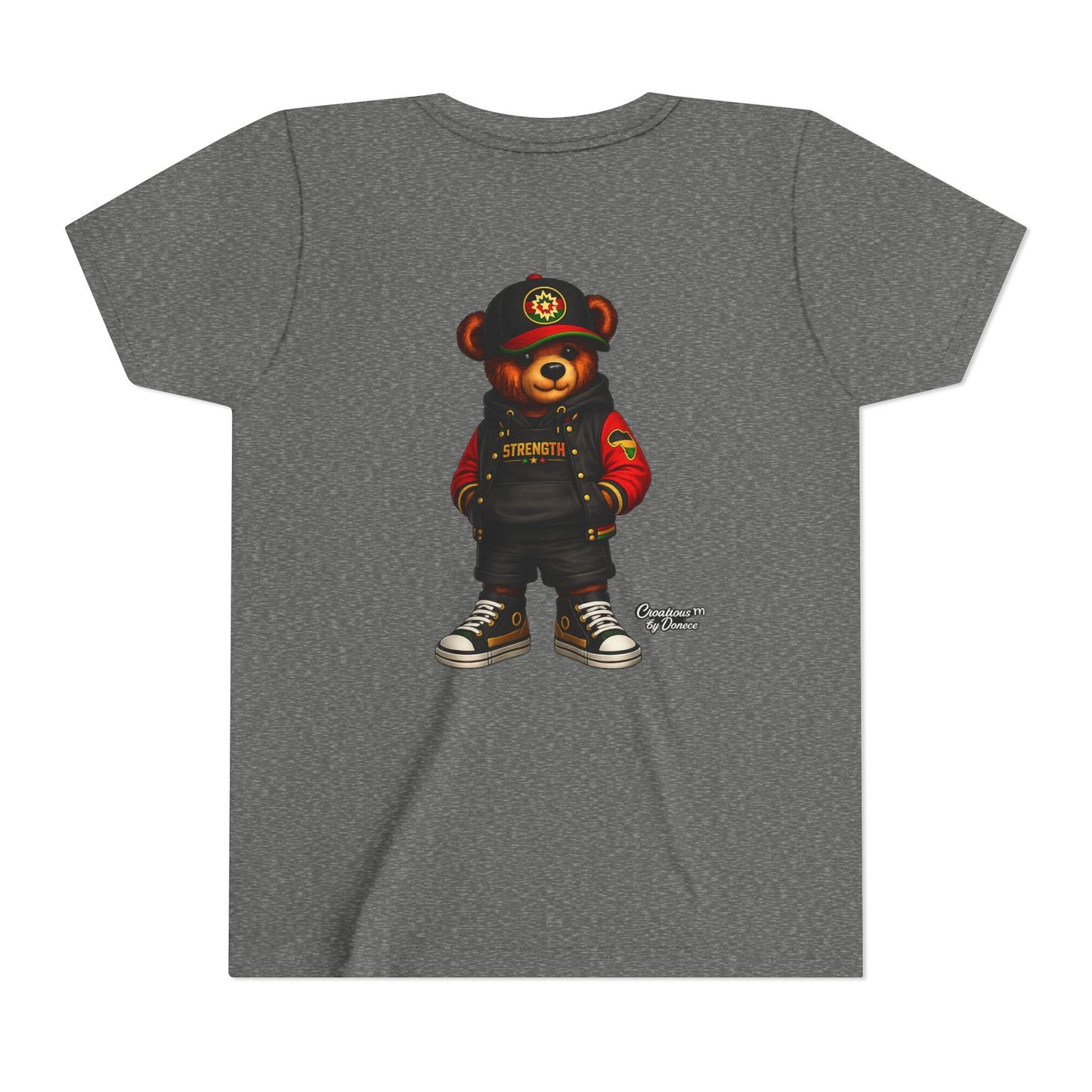 Kids Teddy Bear Streetwear Tee — 'Strength' Graphic Youth T-Shirt