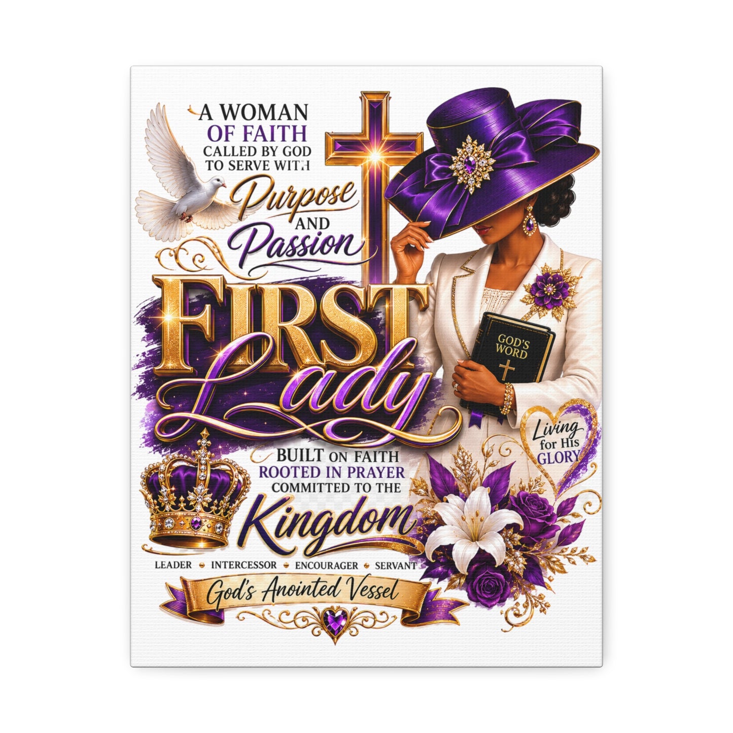 First Lady Faith Canvas - Christian Woman Inspirational Wall Art