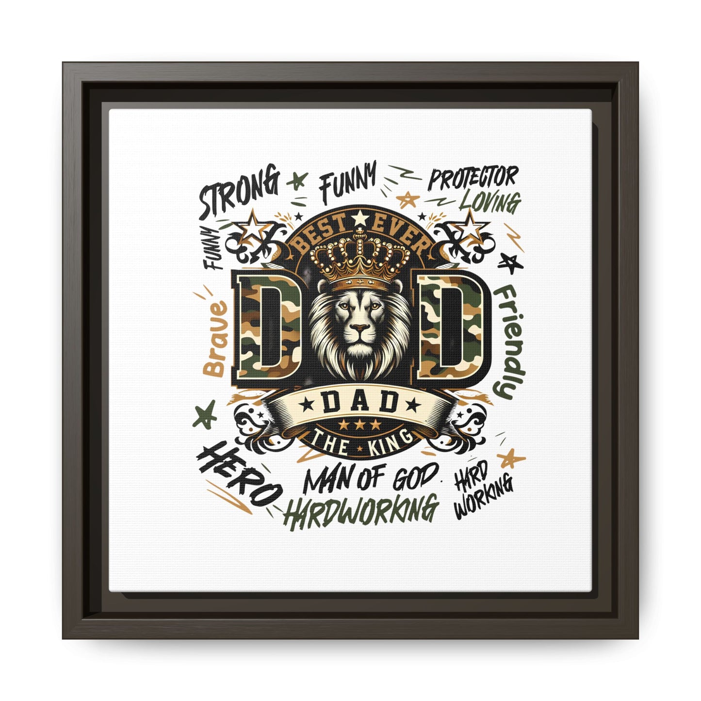 Framed Matte Canvas 'Best Ever DAD' Wall Art – Lion King Design, Father’s Day Gift