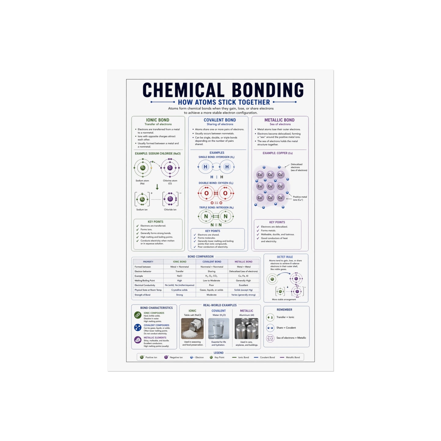 Chemical Bonding Educational Poster — Fine Art Science Print
